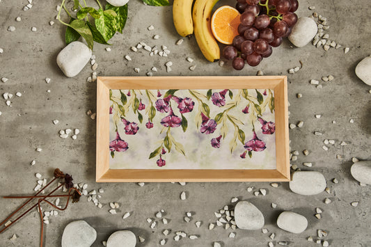 A Tiny Mistake Morning Glory Rectangle Wooden Serving Tray, 35 x 20 x 2 cm