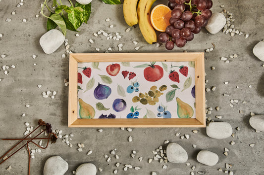 A Tiny Mistake Assorted Fruits Rectangle Wooden Serving Tray, 35 x 20 x 2 cm