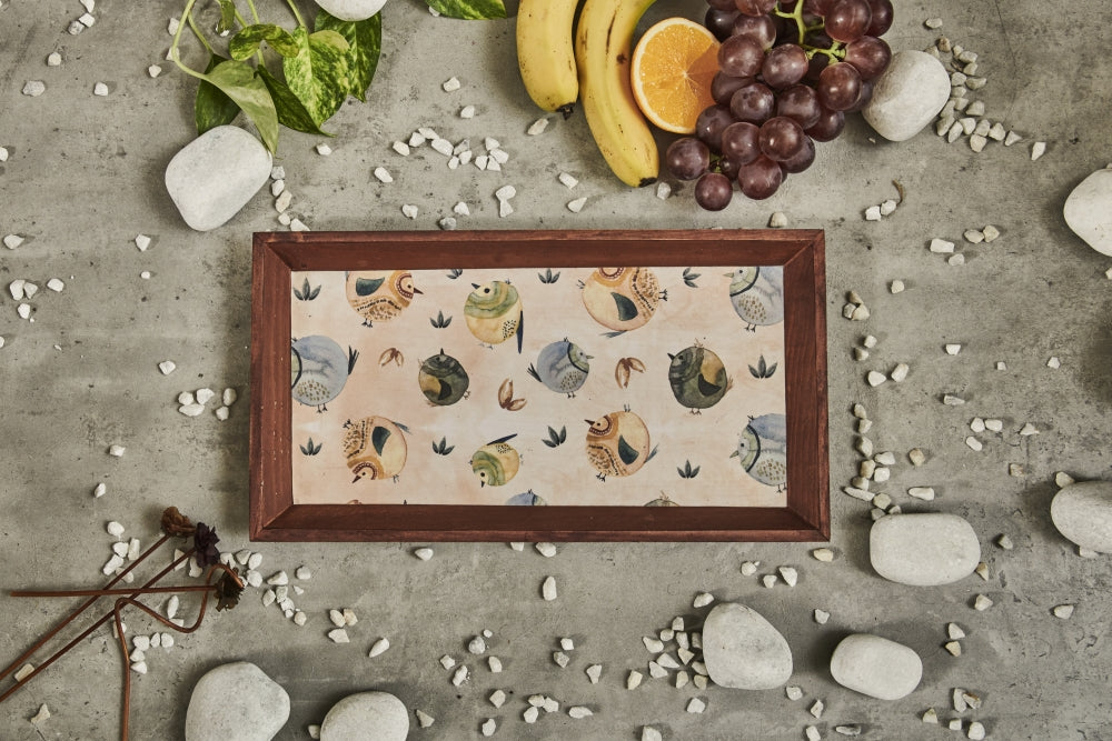 A Tiny Mistake Cute Birds Rectangle Wooden Serving Tray, 35 x 20 x 2 cm