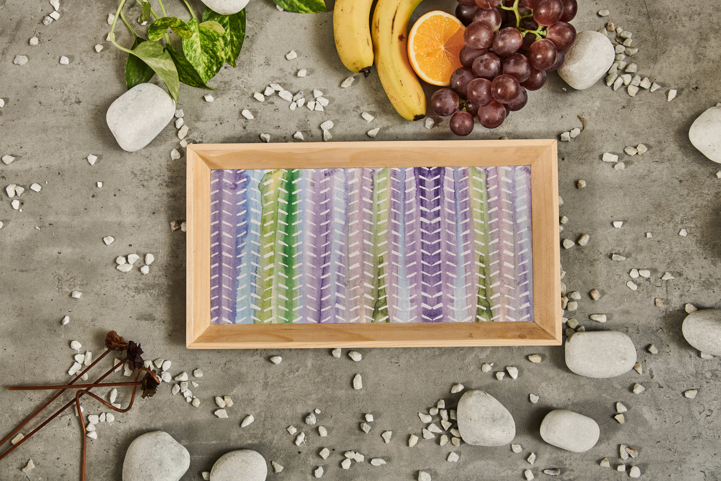 A Tiny Mistake Watercolour Lines Wooden Serving Tray, 35 x 20 x 2 cm