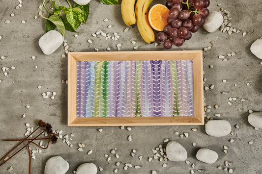 A Tiny Mistake Watercolour Lines Wooden Serving Tray, 35 x 20 x 2 cm