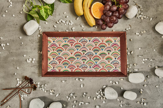 A Tiny Mistake Pankha Rectangle Wooden Serving Tray, 35 x 20 x 2 cm