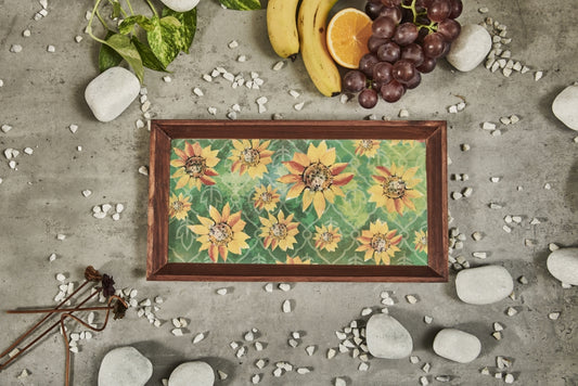 A Tiny Mistake Sunflowers Rectangle Wooden Serving Tray, 35 x 20 x 2 cm