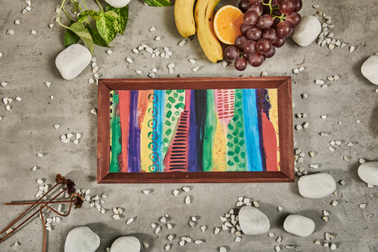A Tiny Mistake Abstract Lines Rectangle Wooden Serving Tray, 35 x 20 x 2 cm
