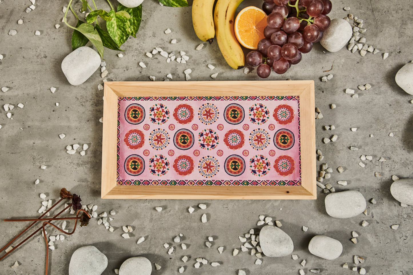 A Tiny Mistake Rangoli Rectangle Wooden Serving Tray, 35 x 20 x 2 cm