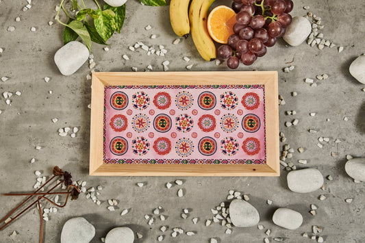 A Tiny Mistake Rangoli Rectangle Wooden Serving Tray, 35 x 20 x 2 cm