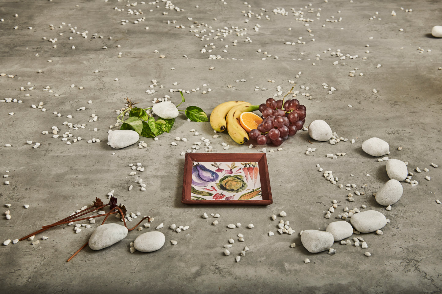 A Tiny Mistake Vegetables Small Square Wooden Serving Tray, 18 x 18 x 2 cm