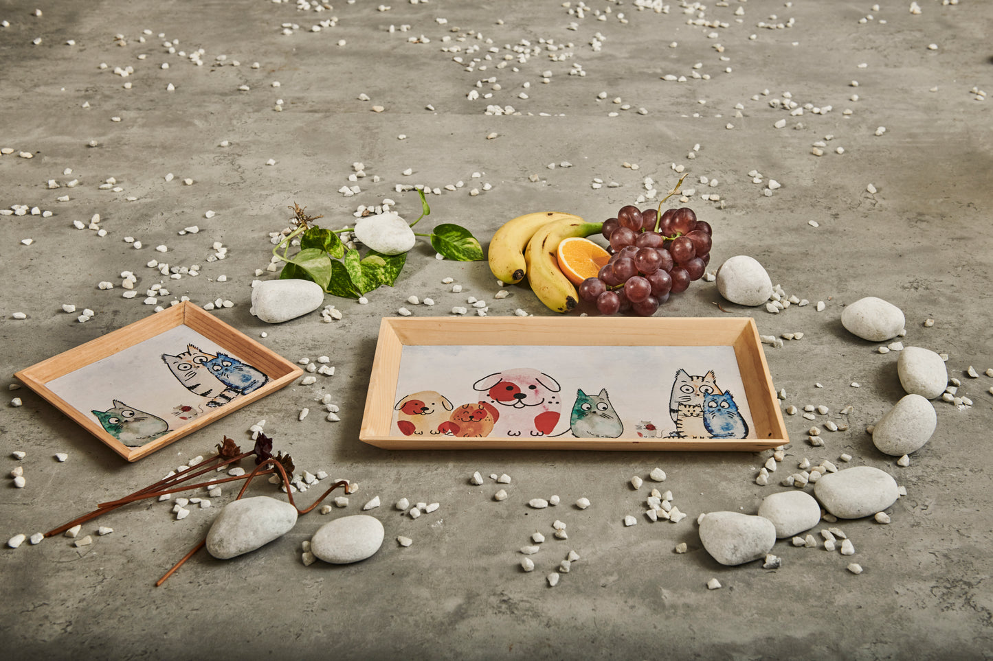 A Tiny Mistake Happy Cats Small Square Wooden Serving Tray, 18 x 18 x 2 cm