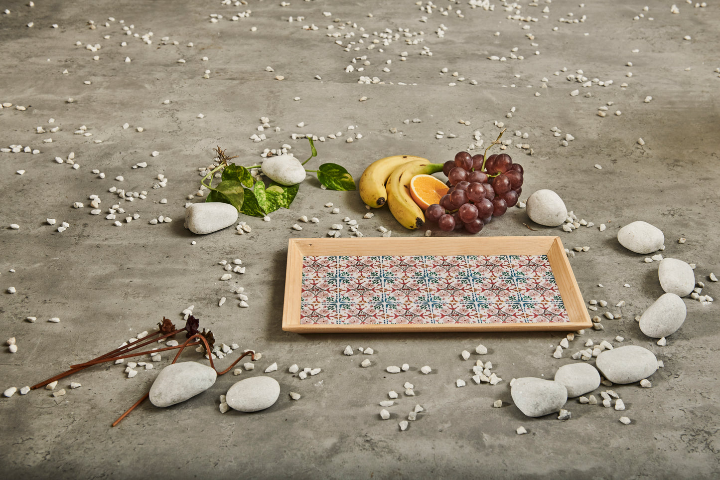 A Tiny Mistake Turkish Pink Tiles Rectangle Wooden Serving Tray, 35 x 20 x 2 cm