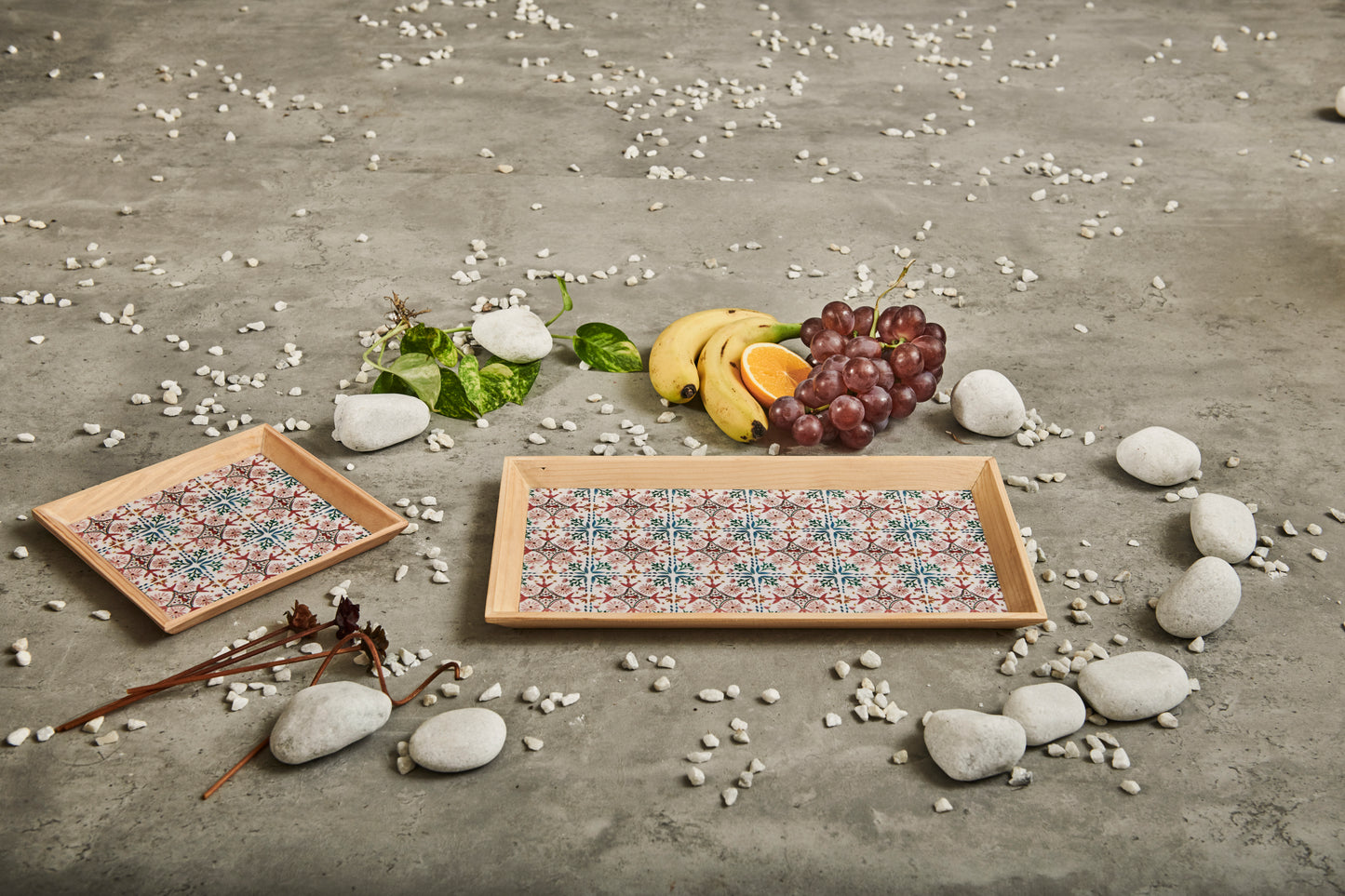 A Tiny Mistake Turkish Pink Tiles Small Square Wooden Serving Tray, 18 x 18 x 2 cm