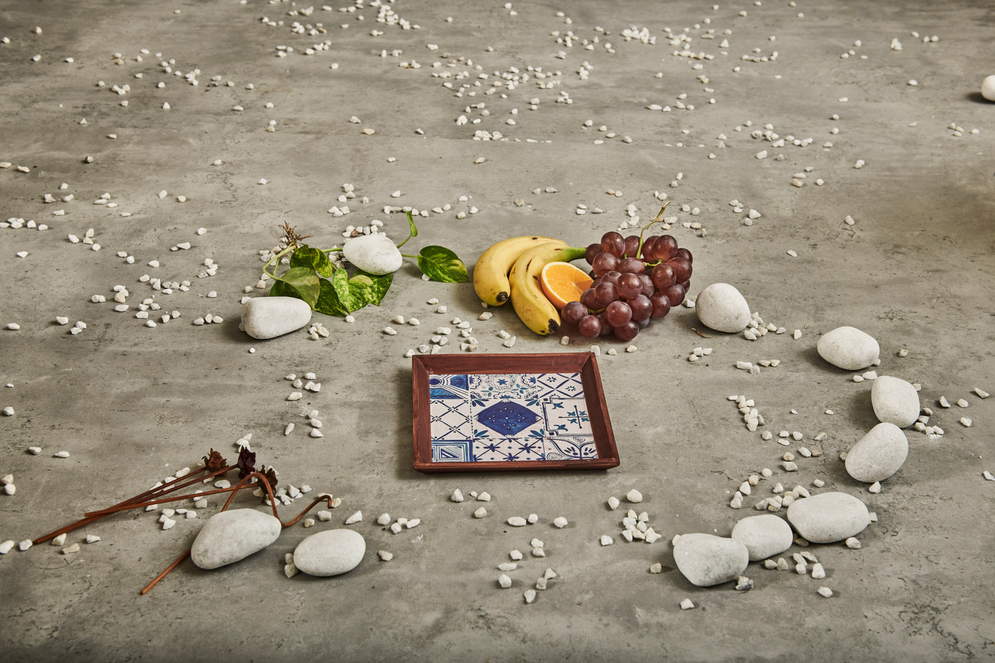 A Tiny Mistake Turkish Blue Tiles Small Square Wooden Serving Tray, 18 x 18 x 2 cm