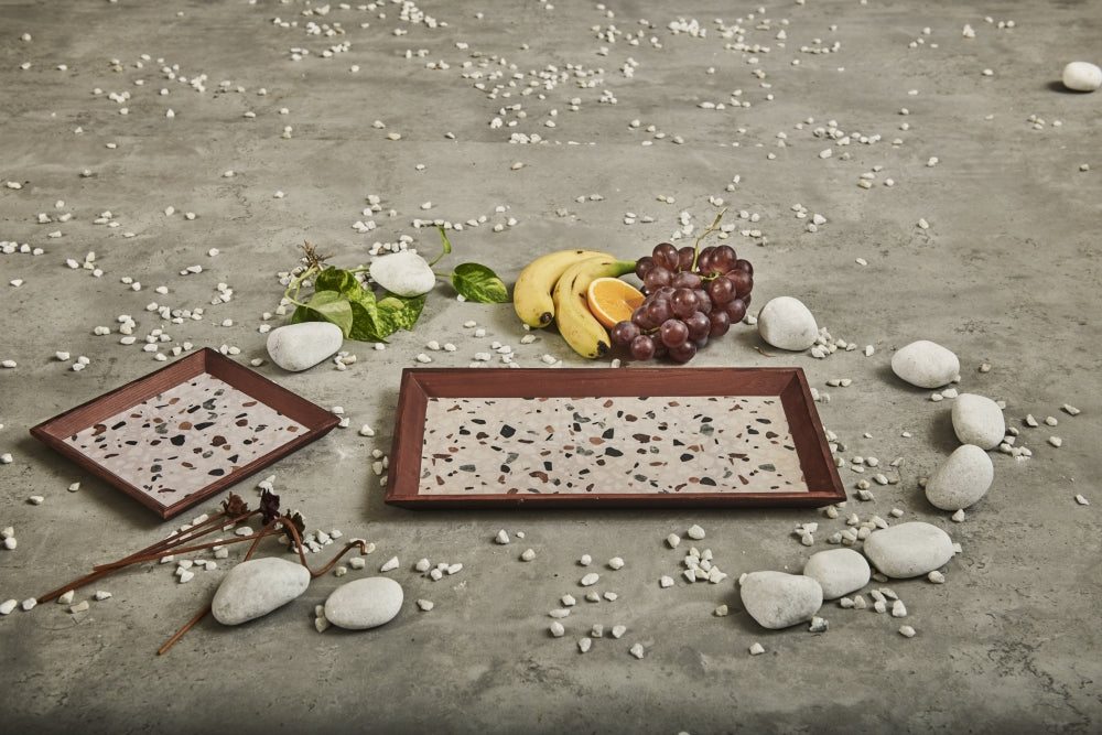 A Tiny Mistake Mosaic Rectangle Wooden Serving Tray, 35 x 20 x 2 cm