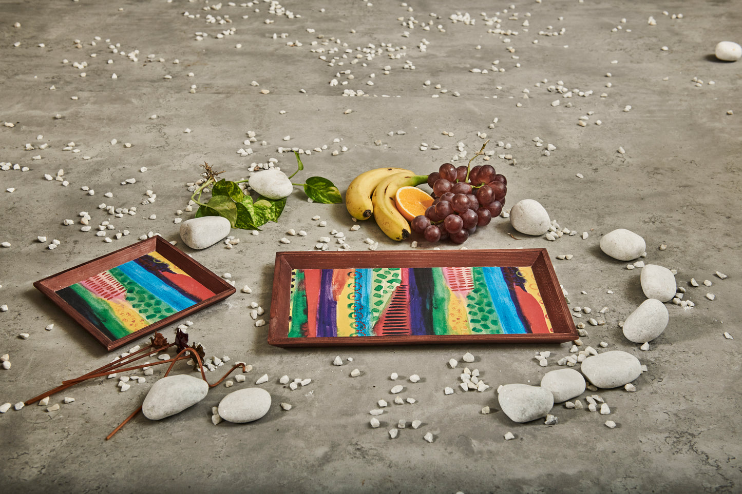 A Tiny Mistake Abstract Lines Rectangle Wooden Serving Tray, 35 x 20 x 2 cm