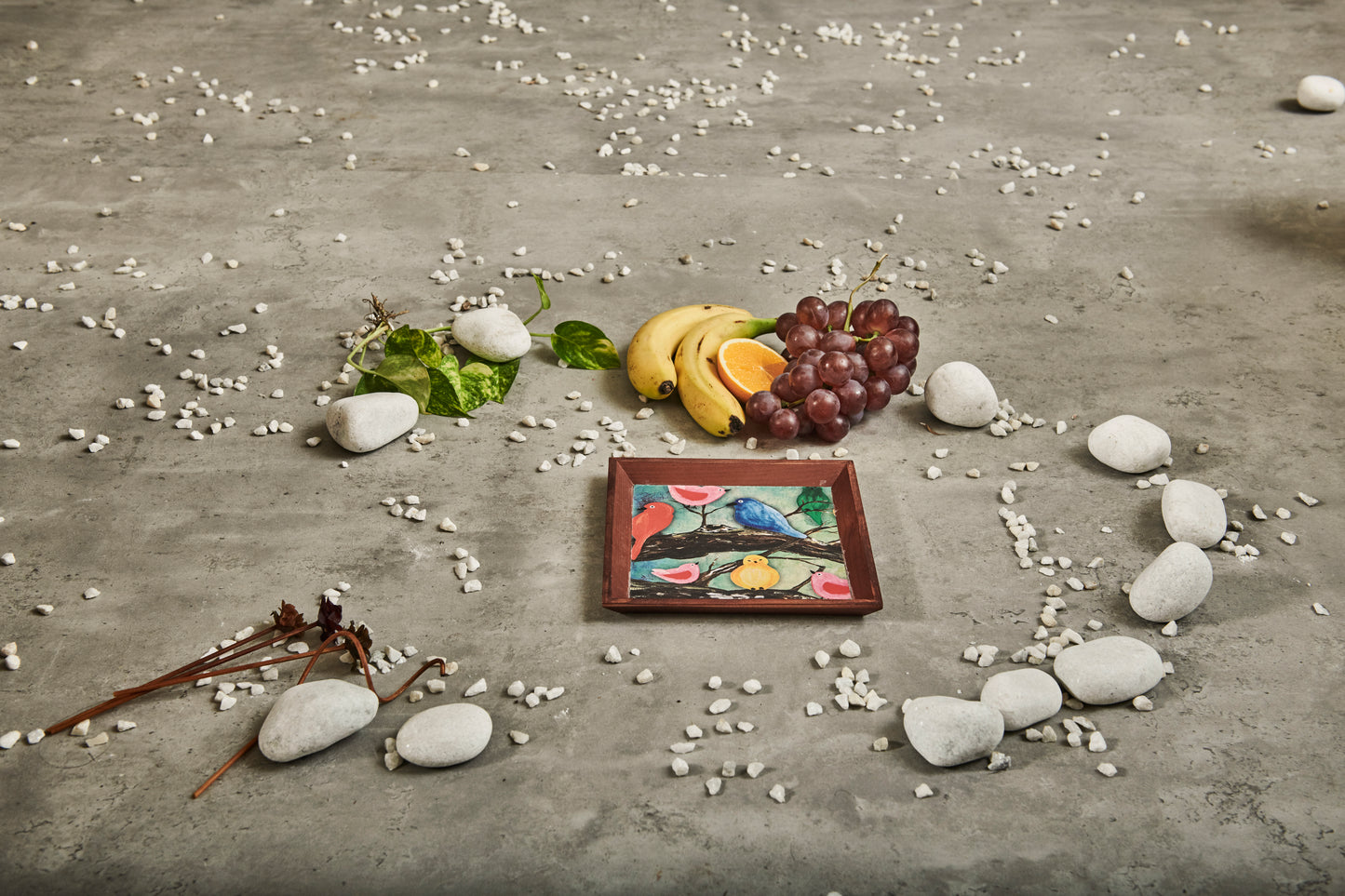 A Tiny Mistake Birds on a Branch Small Square Wooden Serving Tray, 18 x 18 x 2 cm