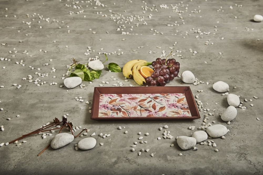 A Tiny Mistake Lily of the Valley Rectangle Wooden Serving Tray, 35 x 20 x 2 cm