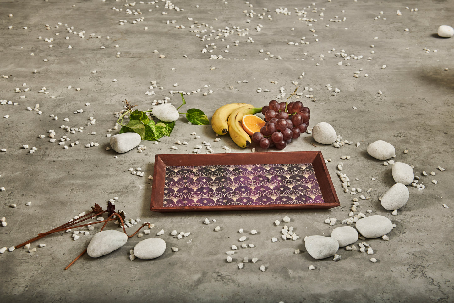 A Tiny Mistake Jamun Rectangle Wooden Serving Tray, 35 x 20 x 2 cm