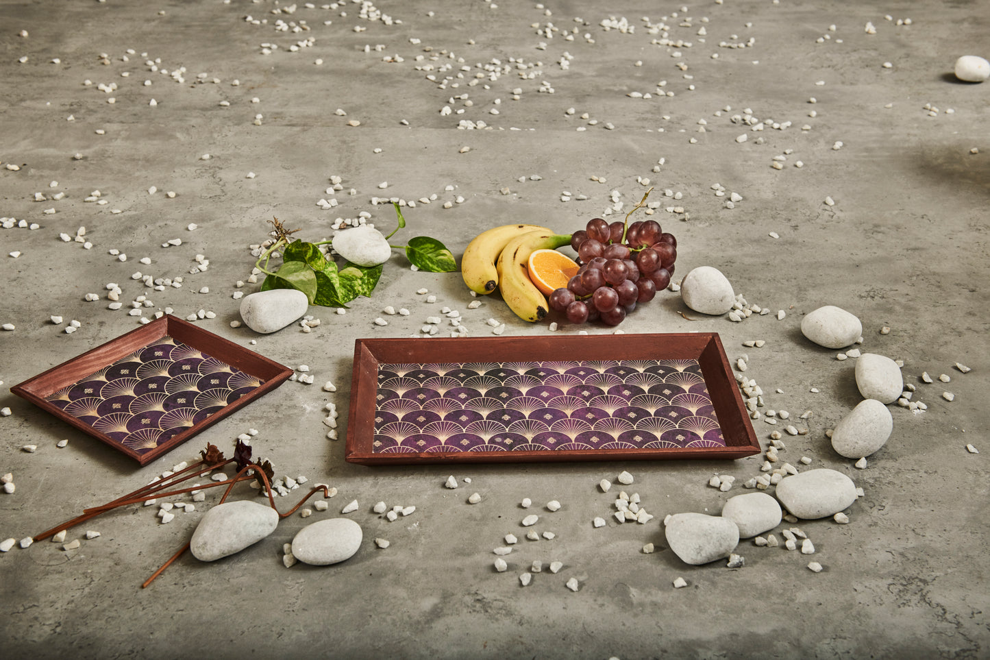 A Tiny Mistake Jamun Small Square Wooden Serving Tray, 18 x 18 x 2 cm