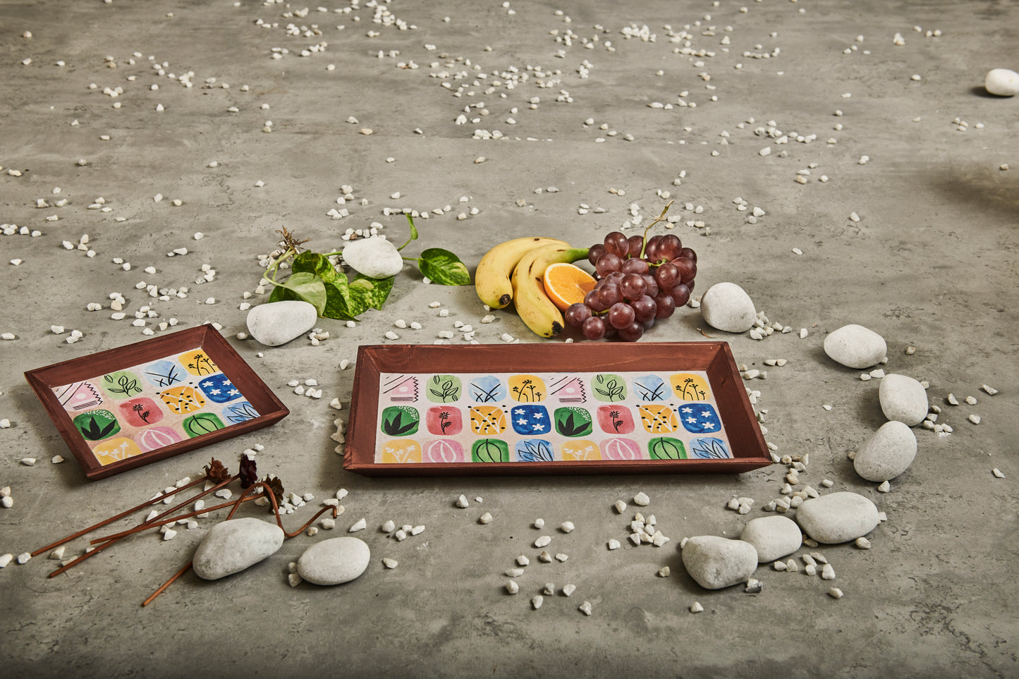 A Tiny Mistake Abstract Blocks Rectangle Wooden Serving Tray, 35 x 20 x 2 cm