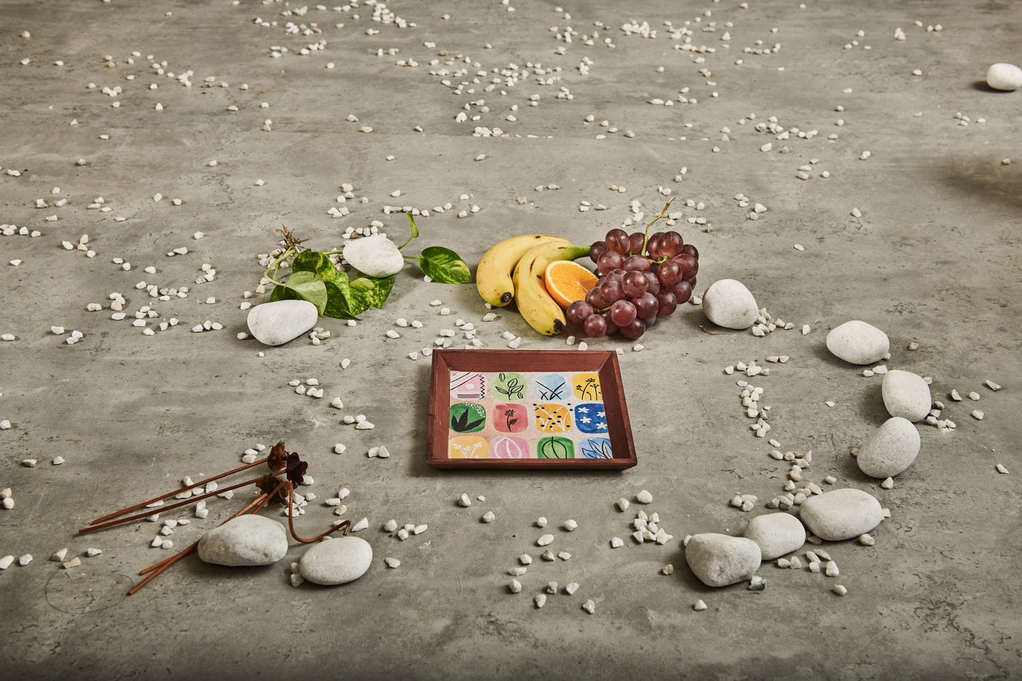 A Tiny Mistake Abstract Blocks Small Square Wooden Serving Tray, 18 x 18 x 2 cm
