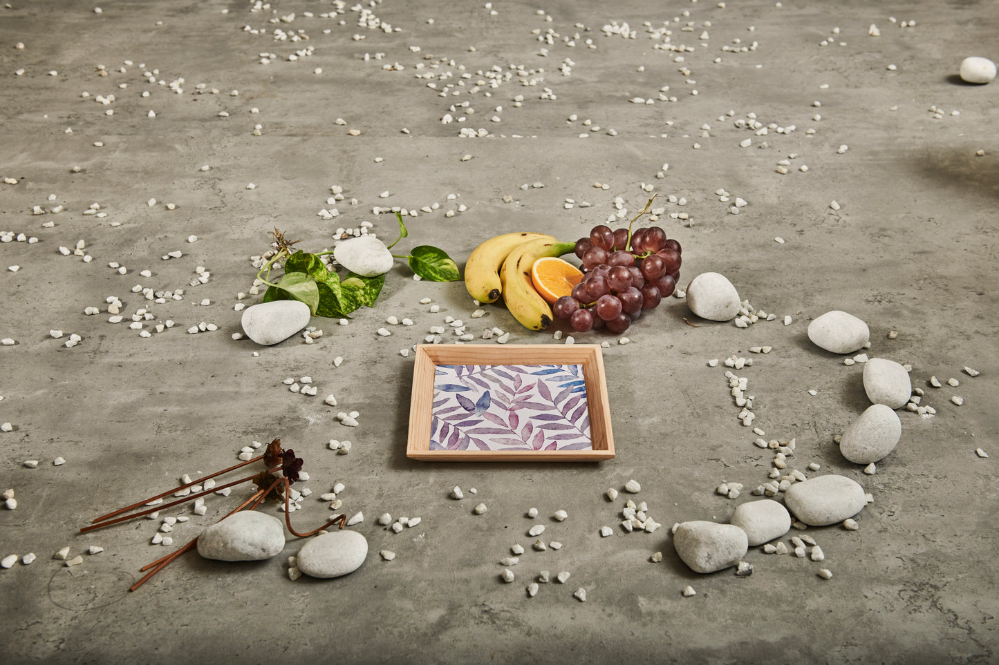 A Tiny Mistake Pastel Leaves Small Square Wooden Serving Tray, 18 x 18 x 2 cm