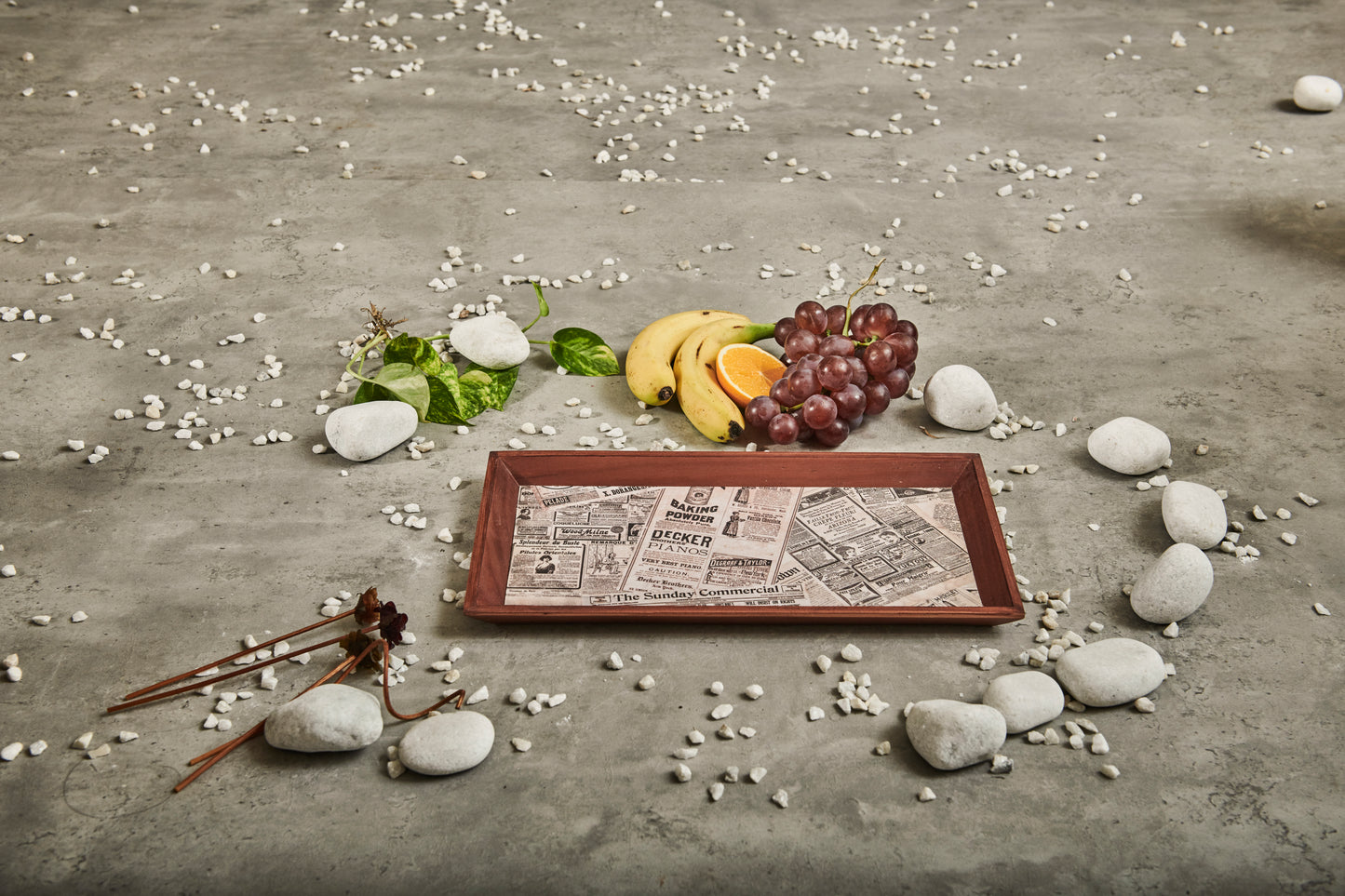 A Tiny Mistake Vintage Newspaper Rectangle Wooden Serving Tray, 35 x 20 x 2 cm