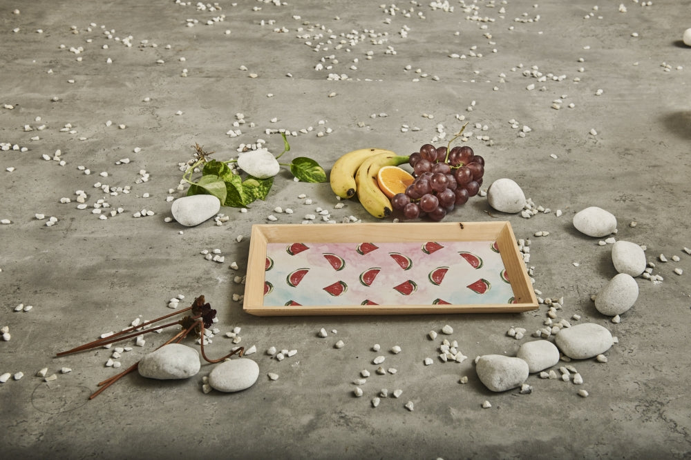 A Tiny Mistake Watermelon Rectangle Wooden Serving Tray, 35 x 20 x 2 cm