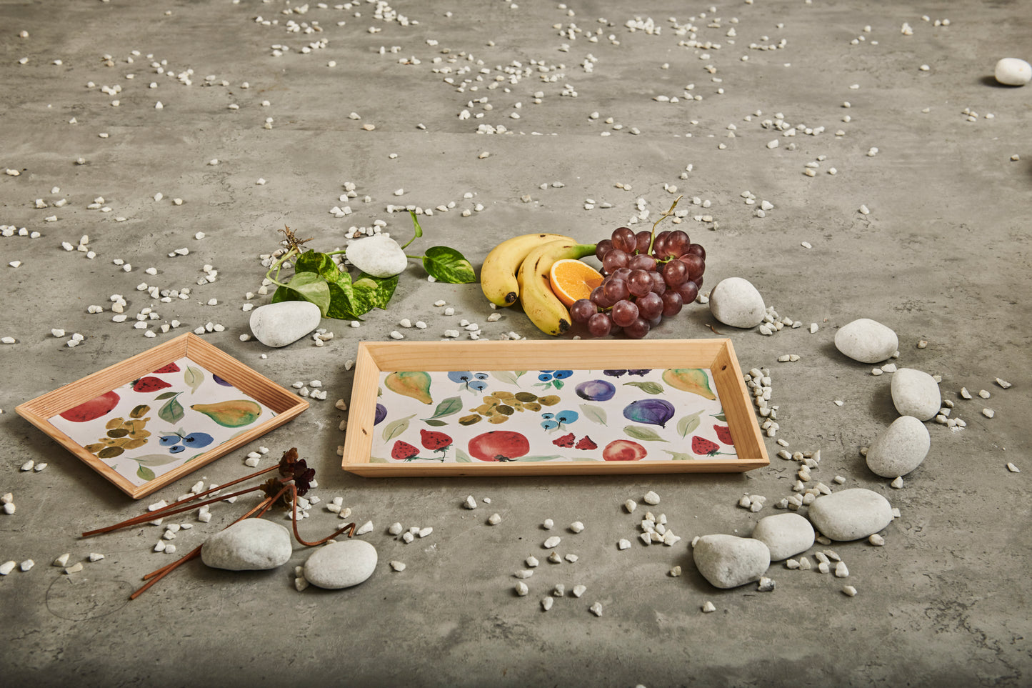 A Tiny Mistake Assorted Fruits Small Square Wooden Serving Tray, 18 x 18 x 2 cm