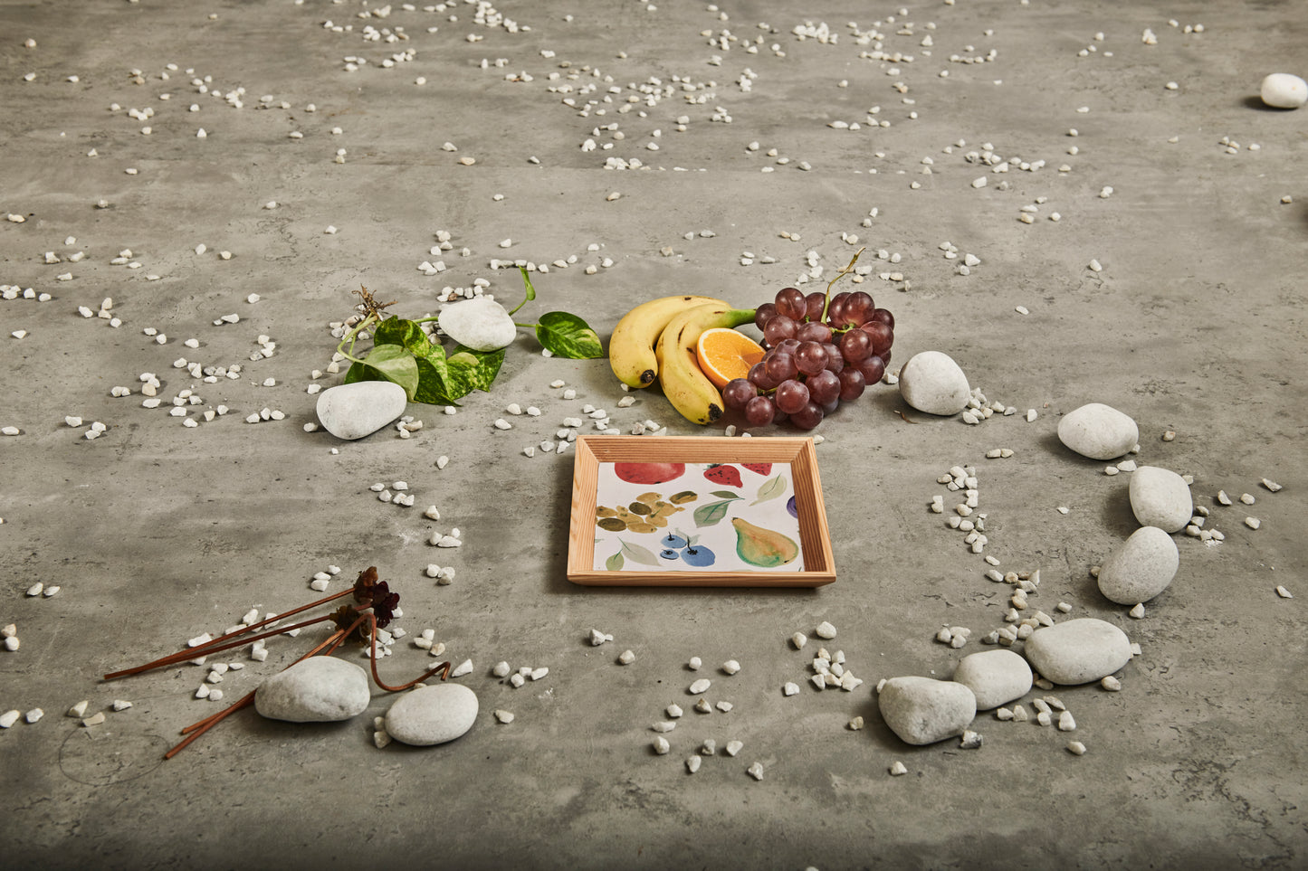 A Tiny Mistake Assorted Fruits Small Square Wooden Serving Tray, 18 x 18 x 2 cm