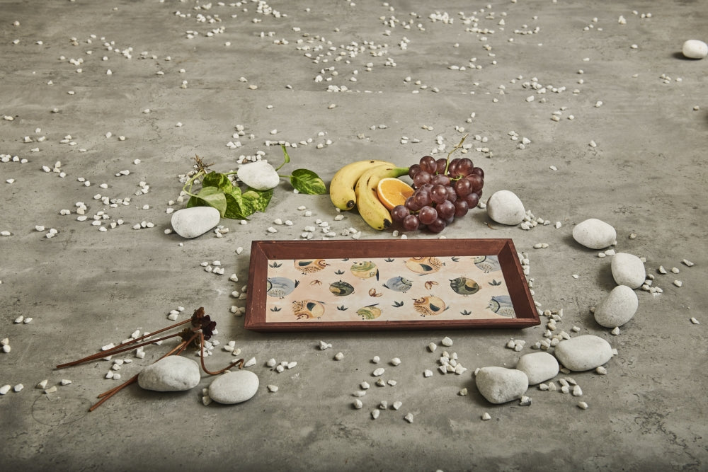 A Tiny Mistake Cute Birds Rectangle Wooden Serving Tray, 35 x 20 x 2 cm