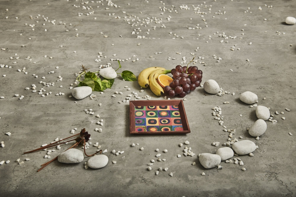 A Tiny Mistake Modern Art Small Square Wooden Serving Tray, 18 x 18 x 2 cm