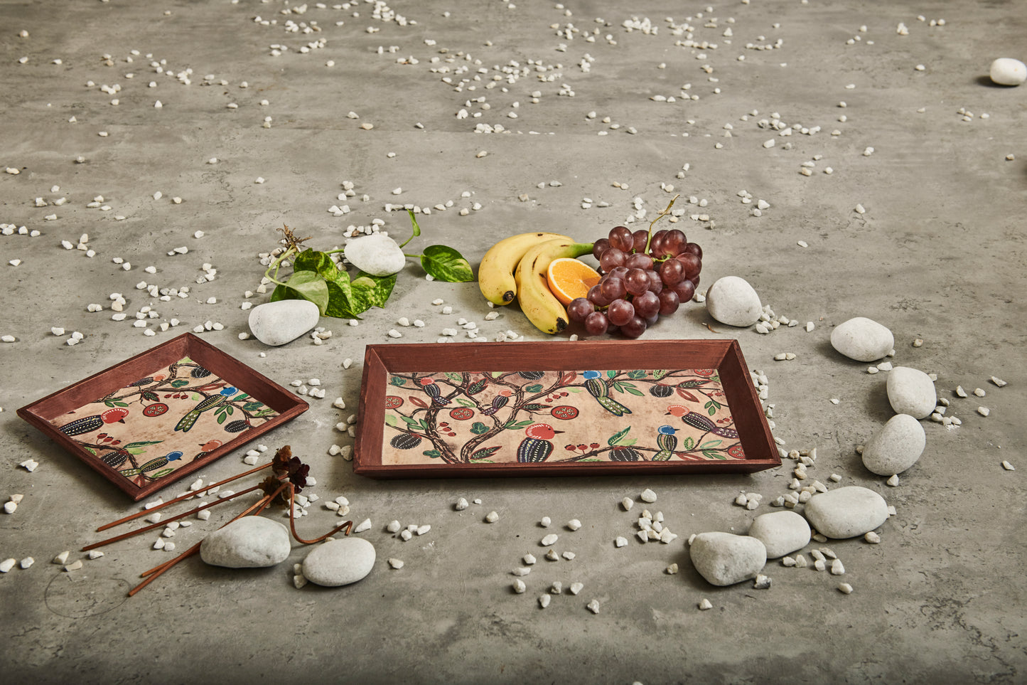 A Tiny Mistake Vintage Birds Small Square Wooden Serving Tray, 18 x 18 x 2 cm