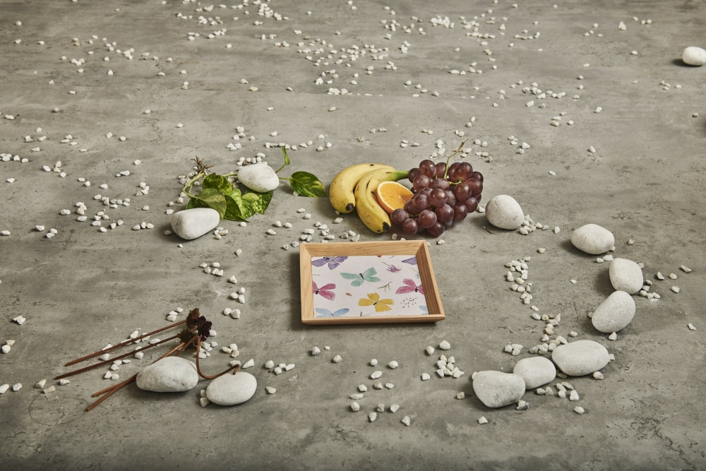 A Tiny Mistake Butterflies Small Square Wooden Serving Tray, 18 x 18 x 2 cm