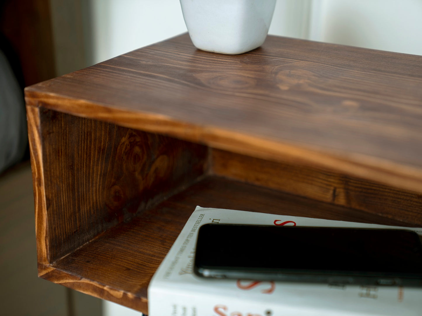 Teak Tint Amalgam Side Tables, Wooden Tables, Bedside Tables, End Tables, Living Room Decor by A Tiny Mistake