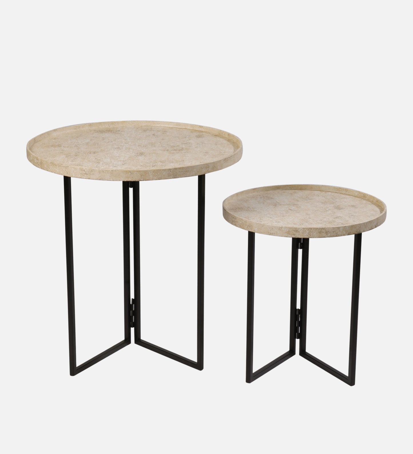 Transcendent Tinge Light Gold Round Oblique Nesting Tables, Side Tables, Wooden Tables, Living Room Decor by A Tiny Mistake