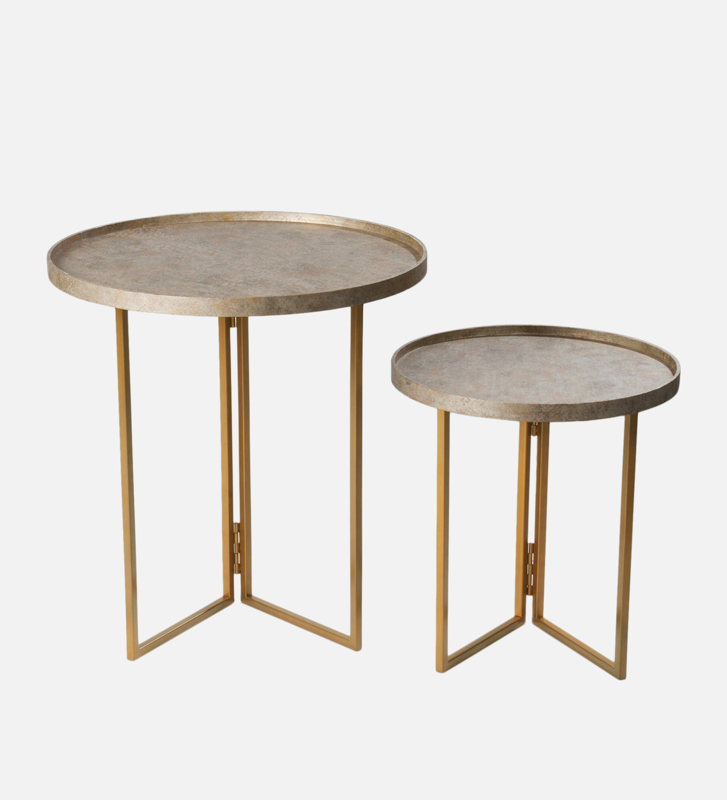 Transcendent Tinge Dark Gold Round Oblique Nesting Tables, Side Tables, Wooden Tables, Living Room Decor by A Tiny Mistake
