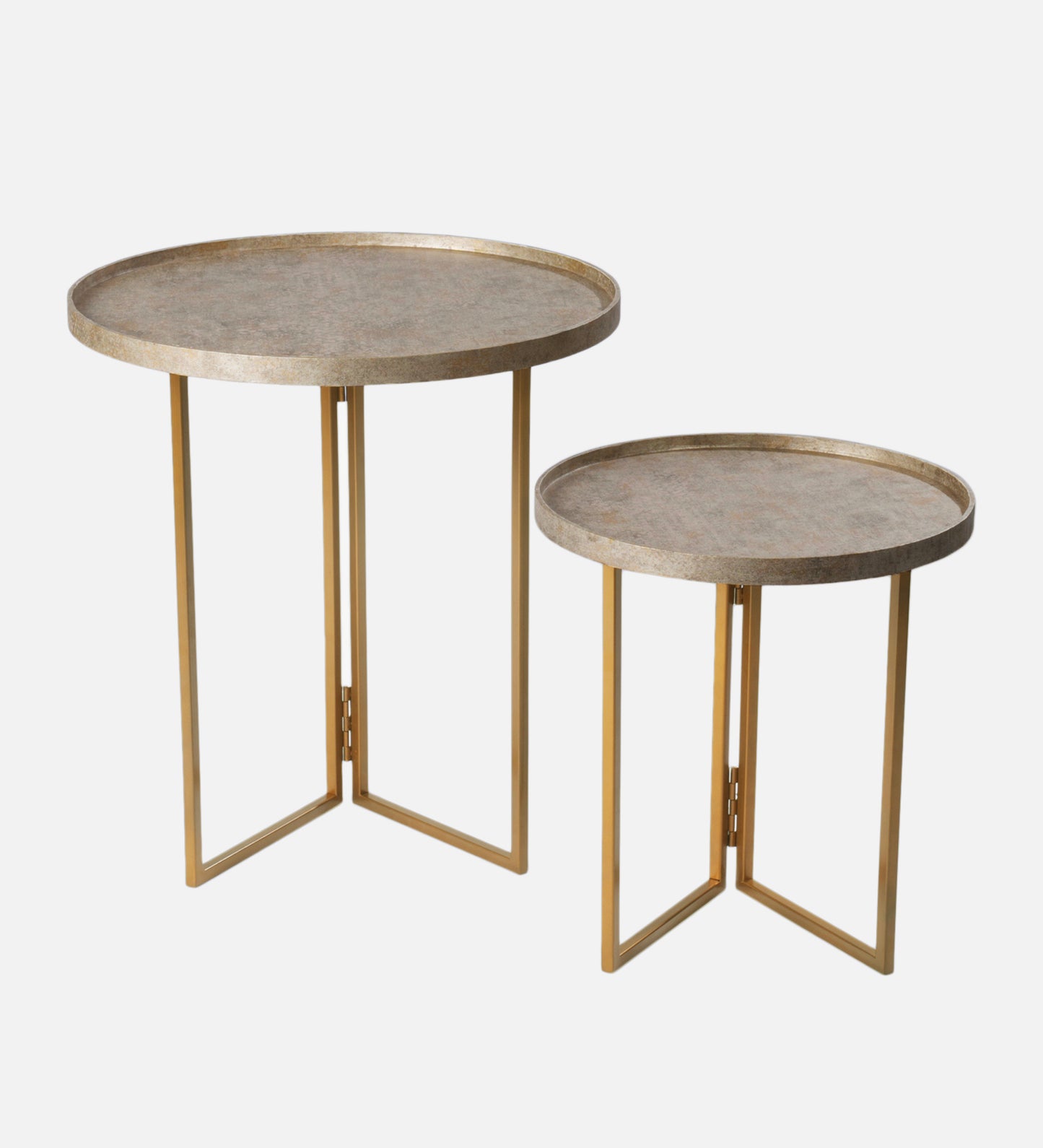 Transcendent Tinge Dark Gold Round Oblique Nesting Tables, Side Tables, Wooden Tables, Living Room Decor by A Tiny Mistake
