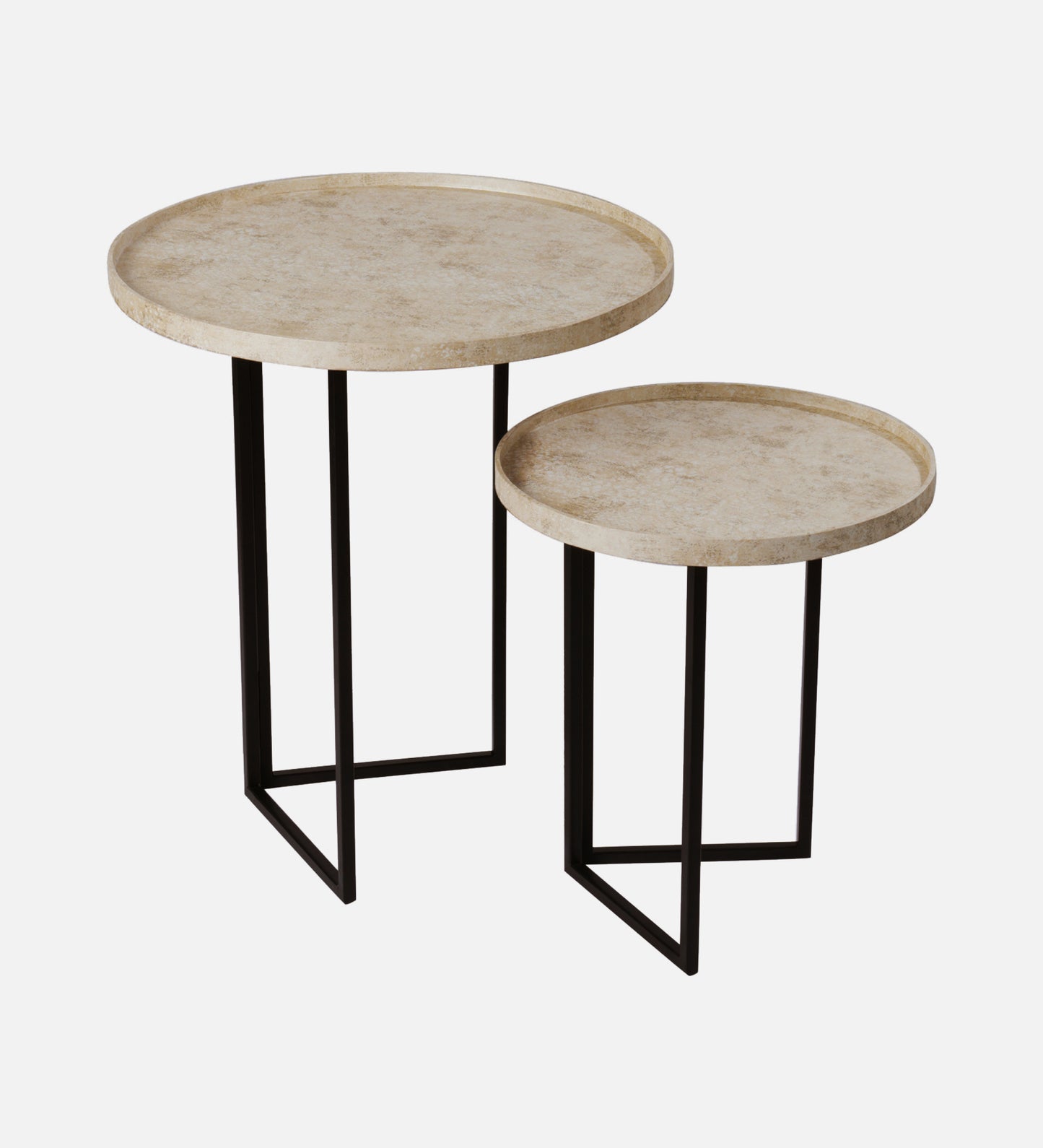 Transcendent Tinge Light Gold Round Oblique Nesting Tables, Side Tables, Wooden Tables, Living Room Decor by A Tiny Mistake