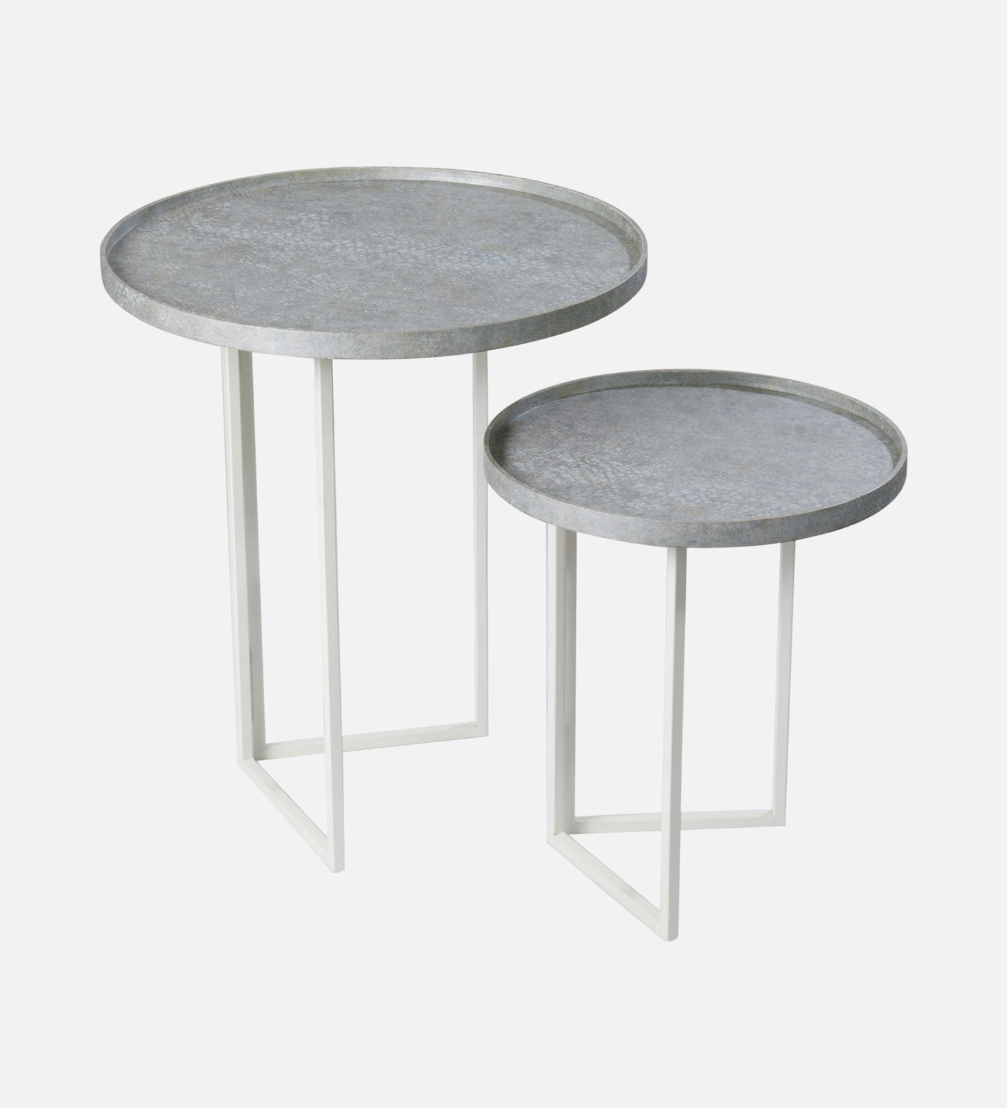 Transcendent Tinge Powder Blue Round Oblique Nesting Tables, Side Tables, Wooden Tables, Living Room Decor by A Tiny Mistake