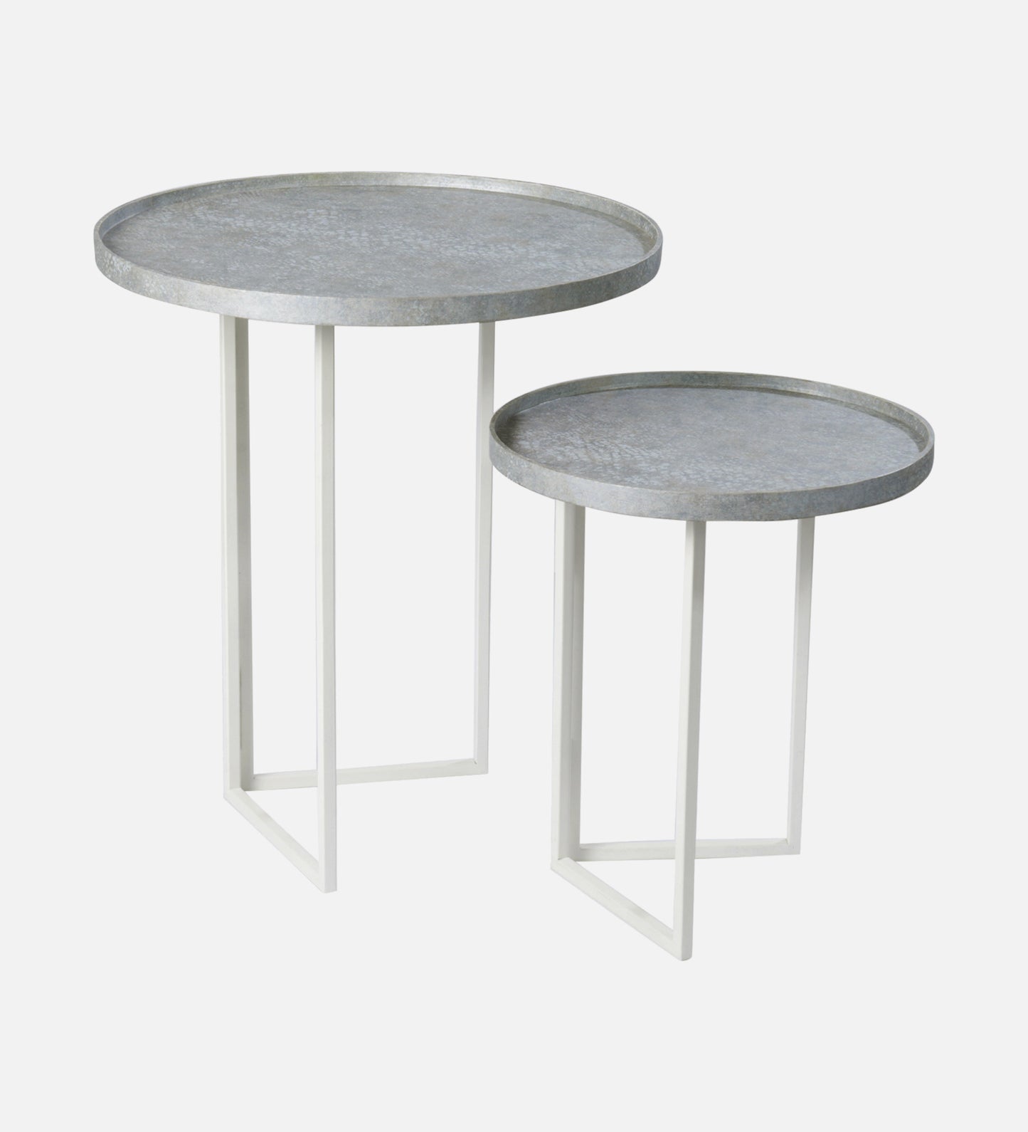 Transcendent Tinge Powder Blue Round Oblique Nesting Tables, Side Tables, Wooden Tables, Living Room Decor by A Tiny Mistake