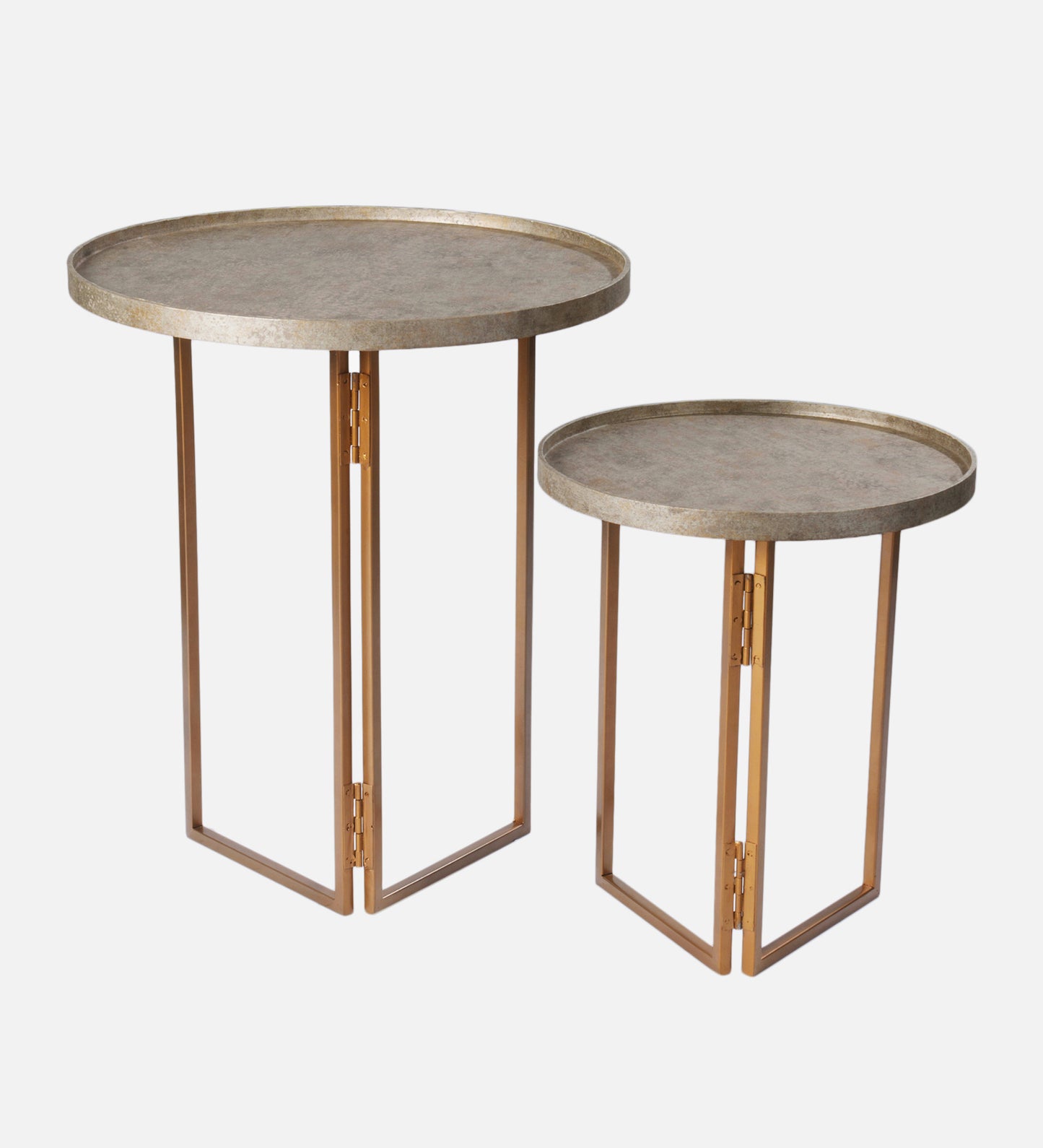 Transcendent Tinge Dark Gold Round Oblique Nesting Tables, Side Tables, Wooden Tables, Living Room Decor by A Tiny Mistake