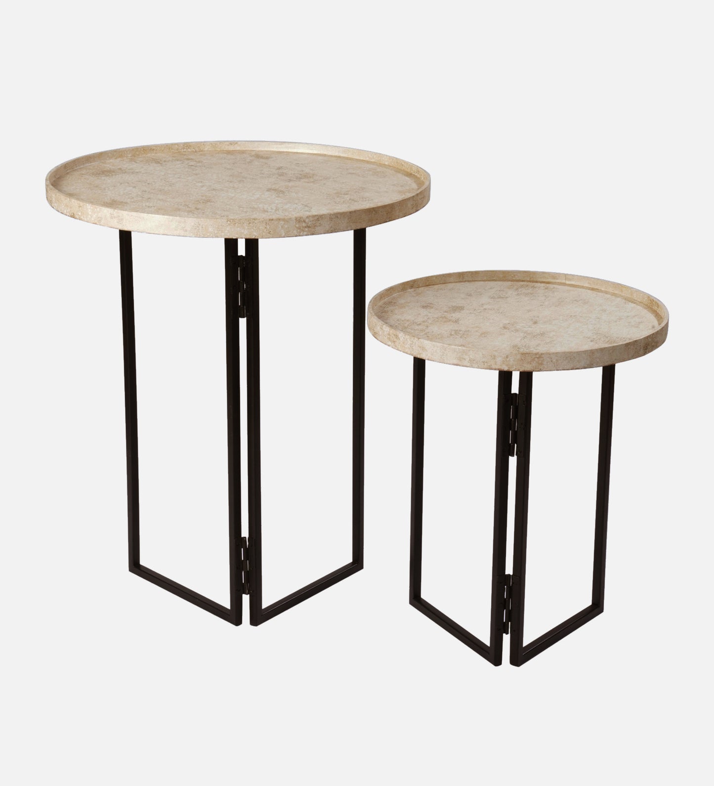 Transcendent Tinge Light Gold Round Oblique Nesting Tables, Side Tables, Wooden Tables, Living Room Decor by A Tiny Mistake