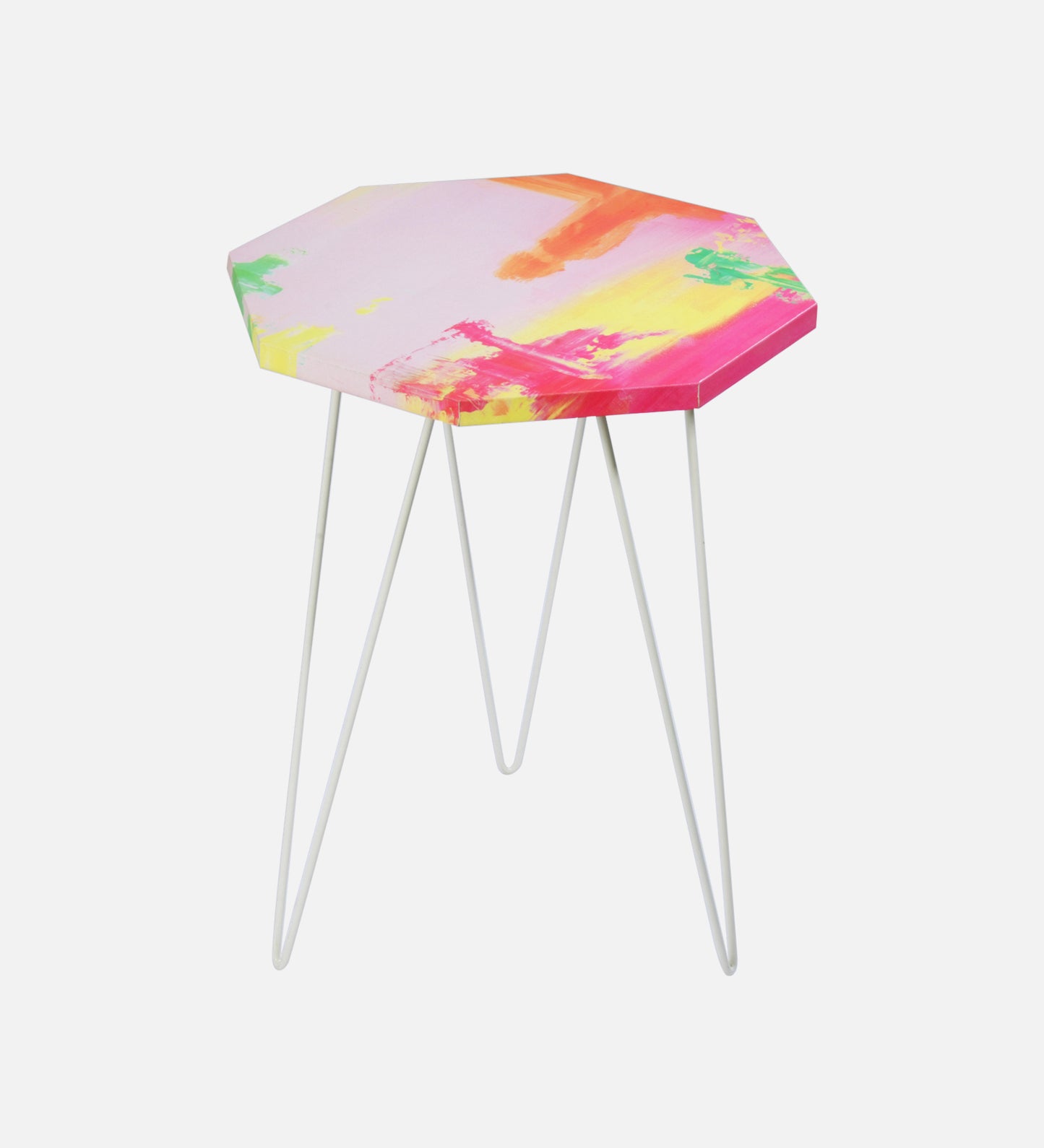 Neon Octagon Side Tables with Hairpin Legs, Side Tables, Wooden Tables, Living Room Decor by A Tiny Mistake