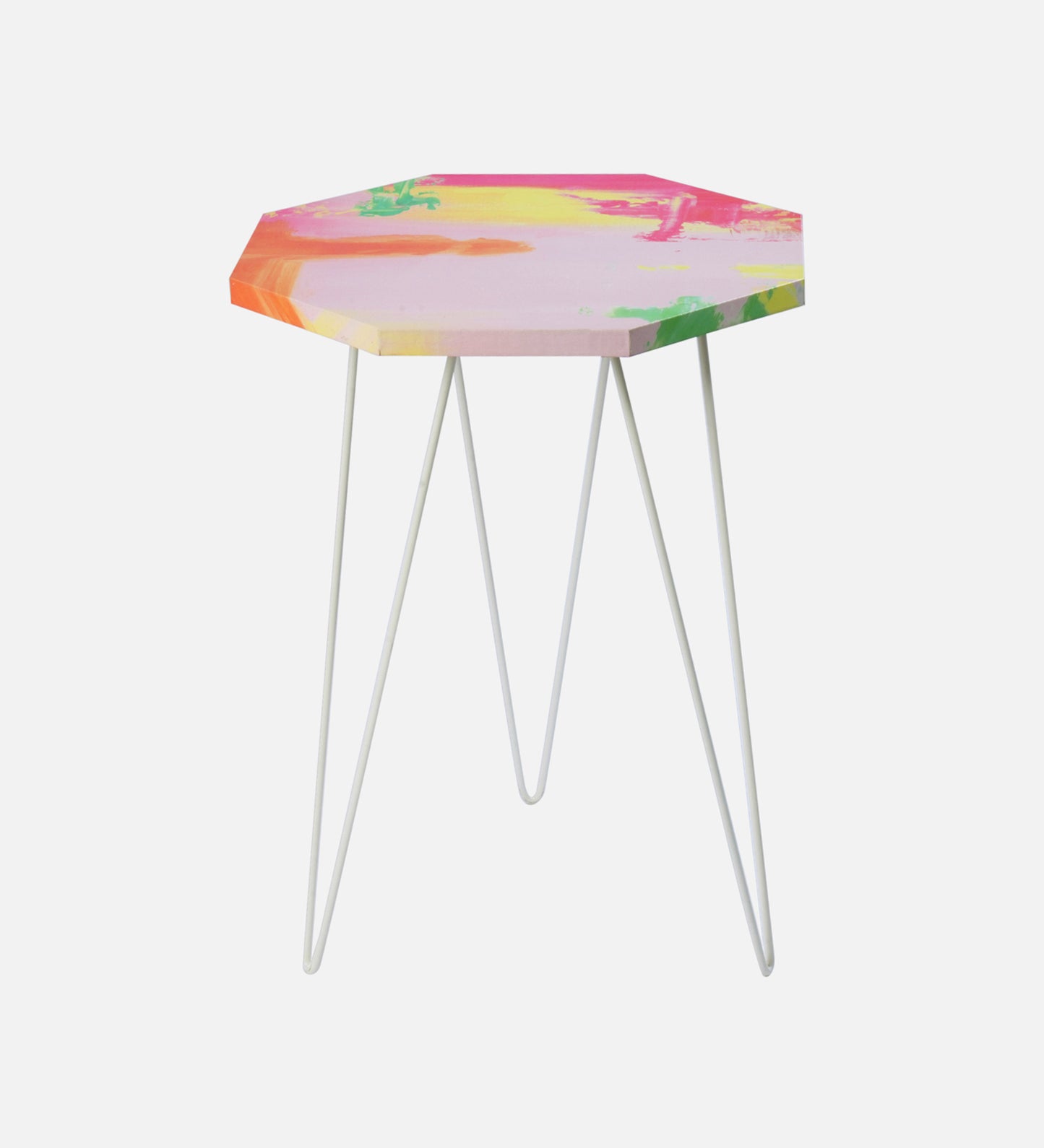 Neon Octagon Side Tables with Hairpin Legs, Side Tables, Wooden Tables, Living Room Decor by A Tiny Mistake