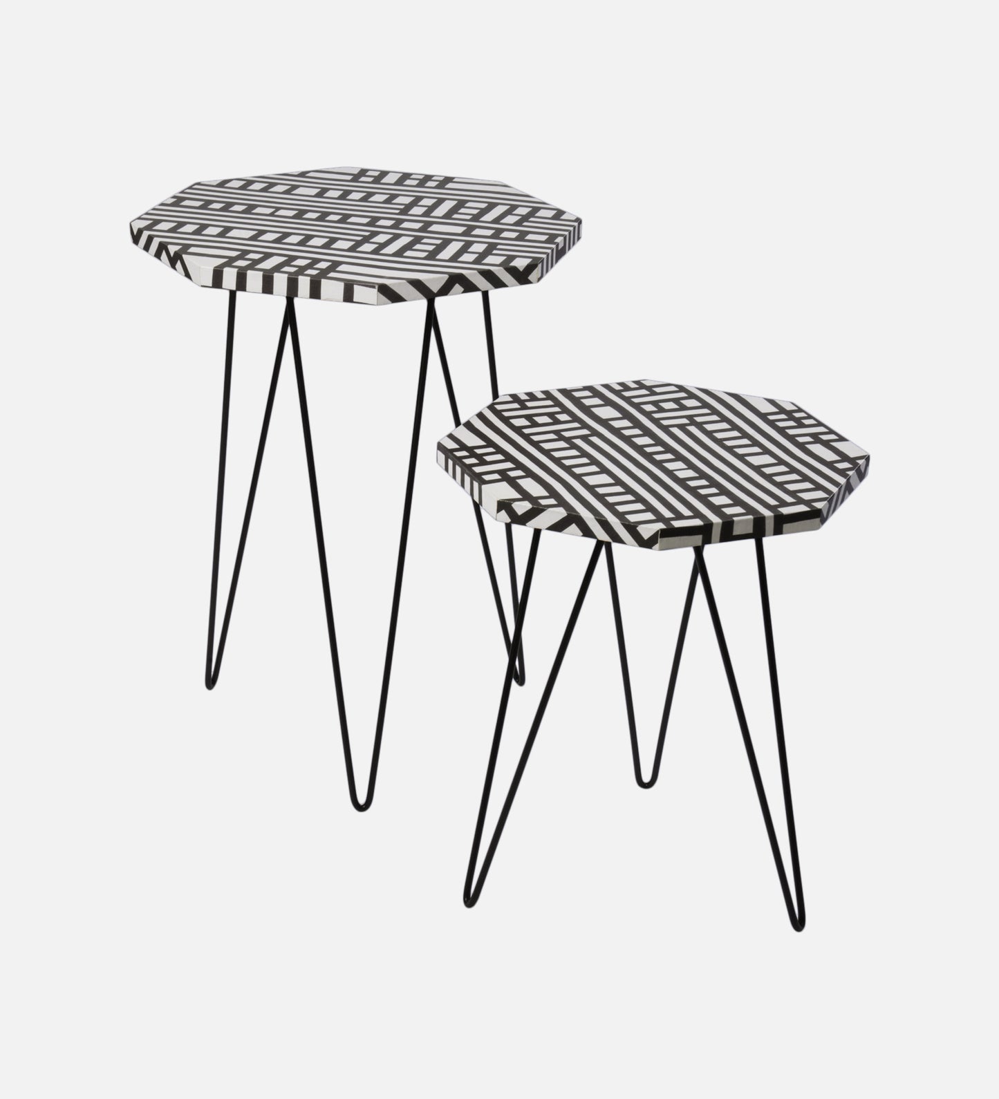 Lakeer Octagon Nesting Tables with Hairpin Legs, Side Tables, Wooden Tables, Living Room Decor by A Tiny Mistake