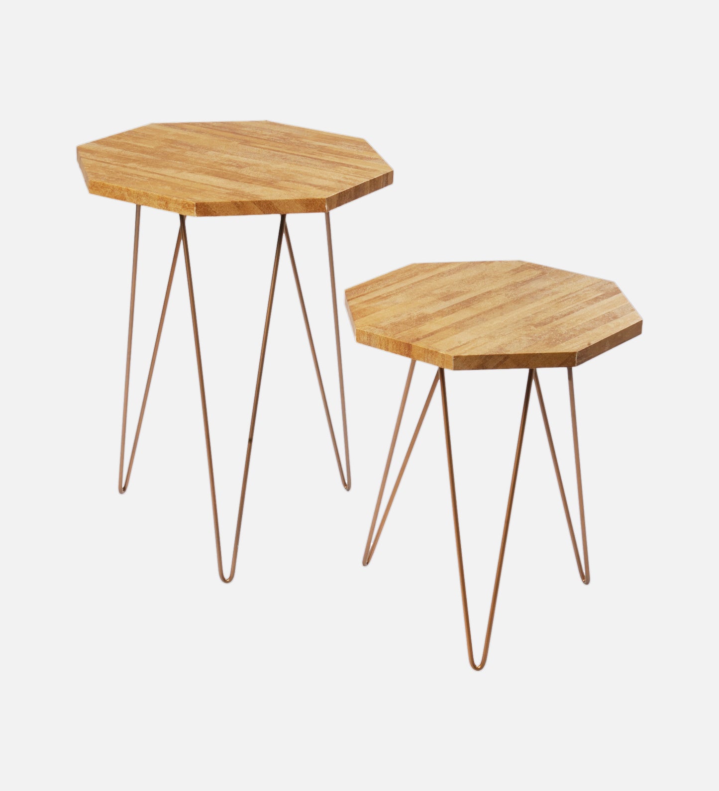 Gold Stacks Octagon Nesting Tables with Hairpin Legs, Side Tables, Wooden Tables, Living Room Decor by A Tiny Mistake