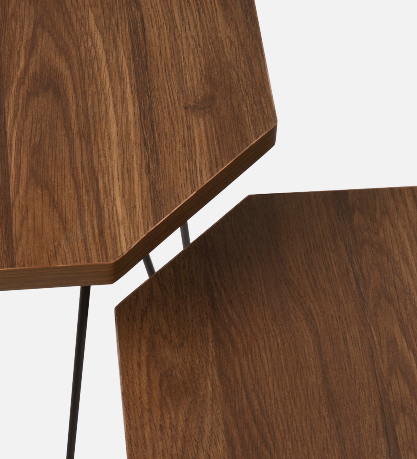 Walnut Hues Octagon Nesting Tables with Hairpin Legs, Side Tables, Wooden Tables, Living Room Decor by A Tiny Mistake