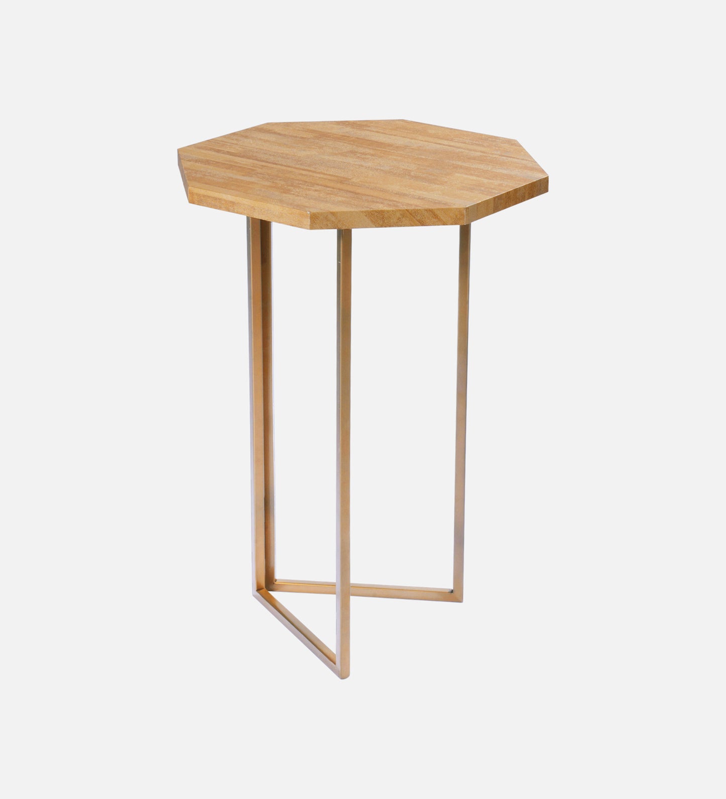 Gold Stacks Octagon Oblique Side Tables, Wooden Tables, Living Room Decor by A Tiny Mistake
