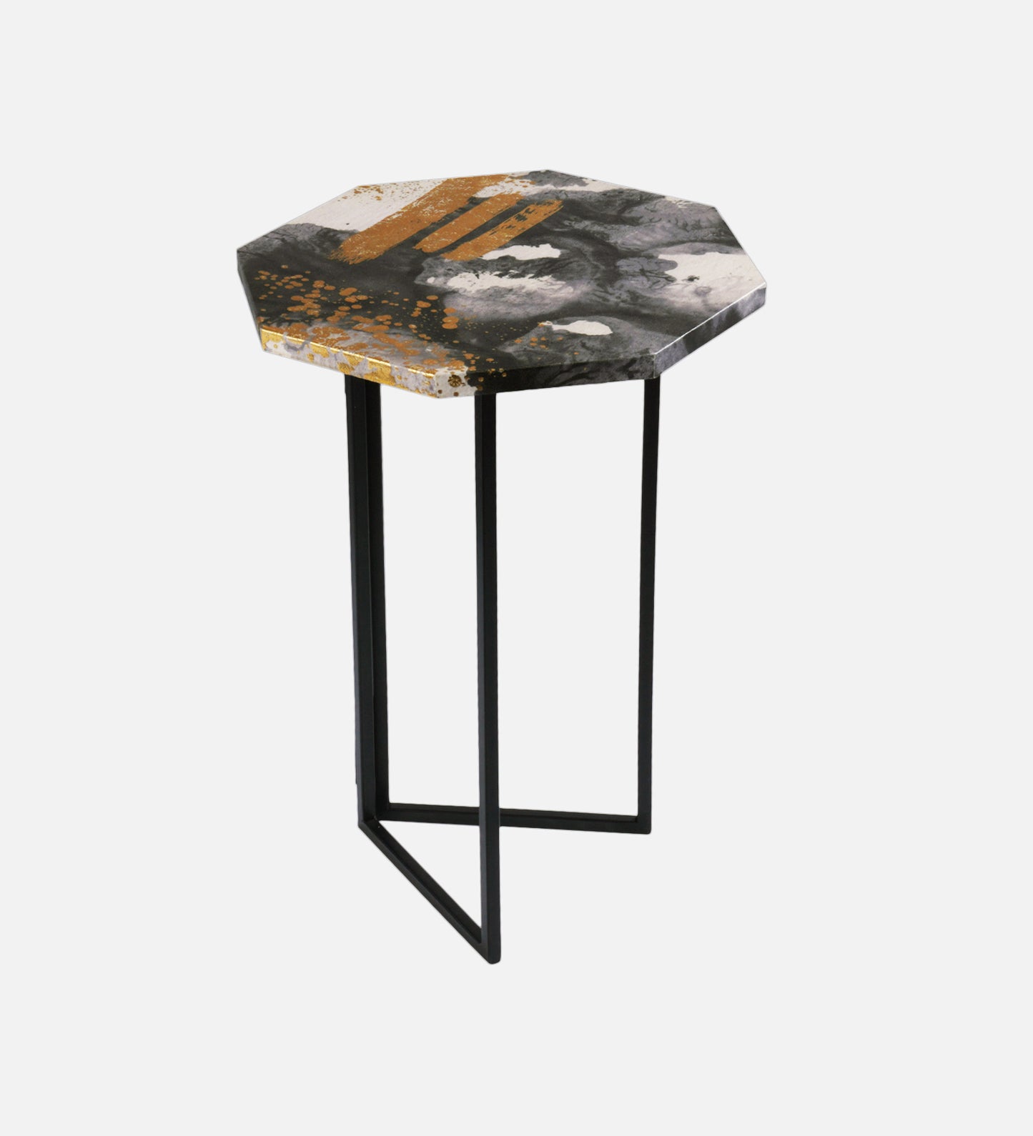 Monochromatic Octagon Oblique Side Tables, Wooden Tables, Living Room Decor by A Tiny Mistake