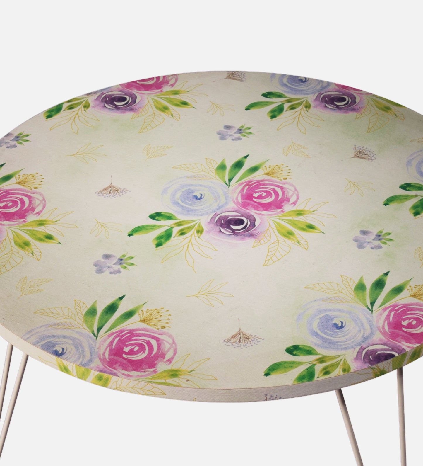 Blush Roses Round Coffee Tables, Wooden Tables, Coffee Tables, Center Tables, Living Room Decor by A Tiny Mistake