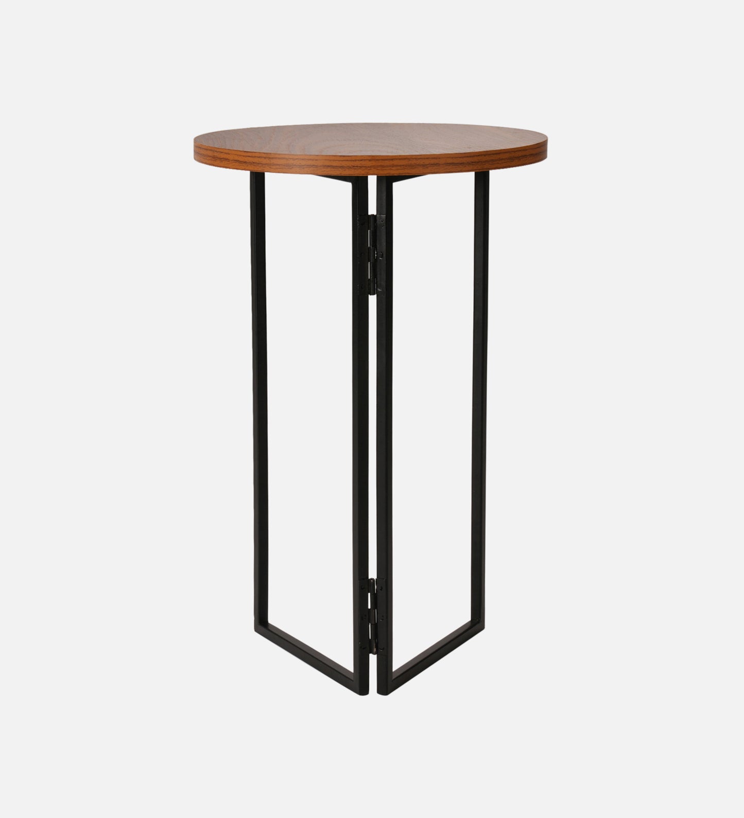 Teak Hues (Charcoal Legs) Round Oblique Side Tables, Wooden Tables, Living Room Decor by A Tiny Mistake